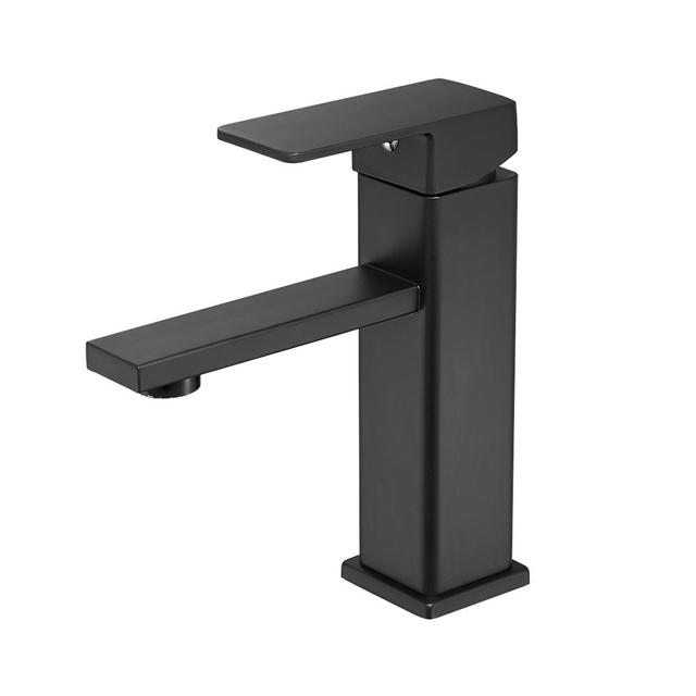 SOGANRE Basin Bathroom Sink Faucet Deck Mounted Hot Cold Water Basin Mixer Taps Matte Black Lavatory Sink Faucet Lever