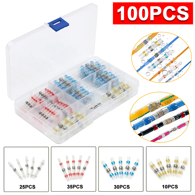 1200/800/50 قطعة الحرارة يتقلص بعقب محطات تجعيد طرفية مقاوم للماء لحام الختم موصلات كهربائية سلك جَدْلُ الْكَبْلَاتِ السيارات البحرية