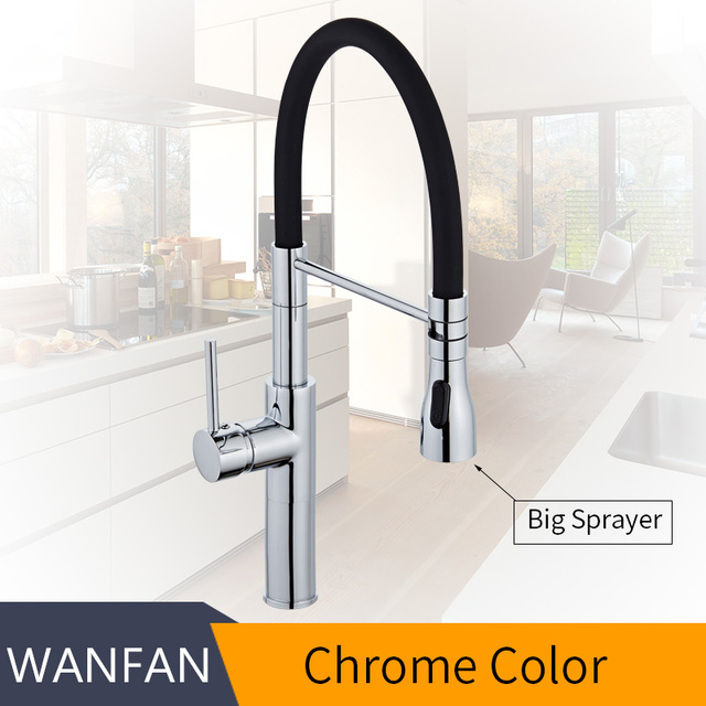 Kitchen Faucets Chrome Kitchen Sink Lever Deck Mount Pull Down Dual Sprayer Nozzle Torneira De Cozinha Mixer Water Taps LK-9910