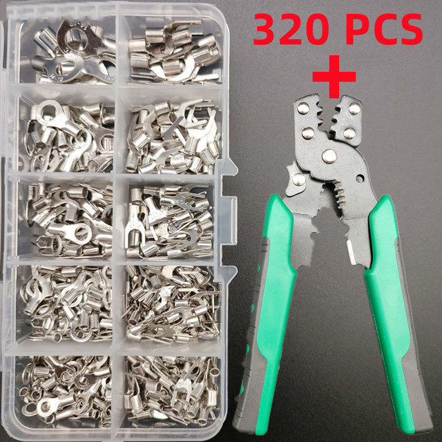 320pcs Boxed, Crimp Terminal Pliers, Cold Pressed Terminal, U Shaped O, Wire Connector 0.5-4mm Square Eletrico Terminal