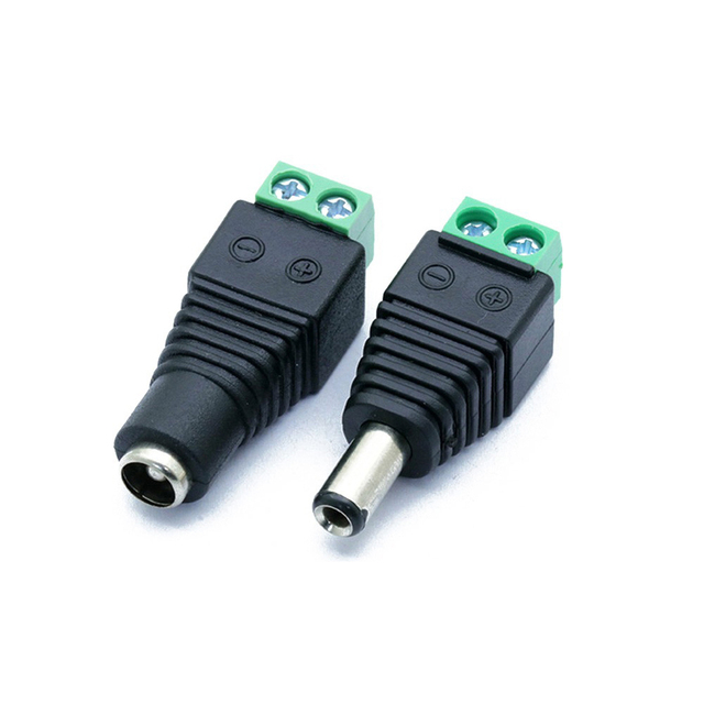 Female Male DC Connector 5.5mm x 2.1mm Power Jack Adapter Connector Cable Connector for LED Strip Security Cameras