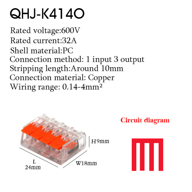 Wire Connector Small Quick Universal Compact Connector Spring Wire Cable Electrical Connectors Push In Terminal Block 412-415