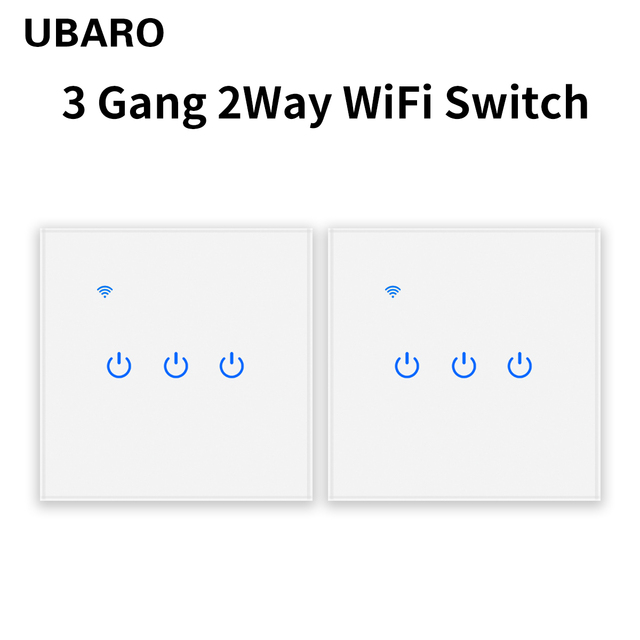 UBARO EU Standard Wifi Smart Drawer Touch Switch Luxury Glass Switch Panel Button App Control Voice Alexa Google Home 1 Gang 2 Way