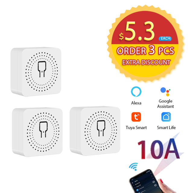 Avoir 1-5pcs Smart Life Circuit Breaker Tuya Switch Wifi Smart Home Socket Wireless Sensor Switch Mini Wifi Console 16A