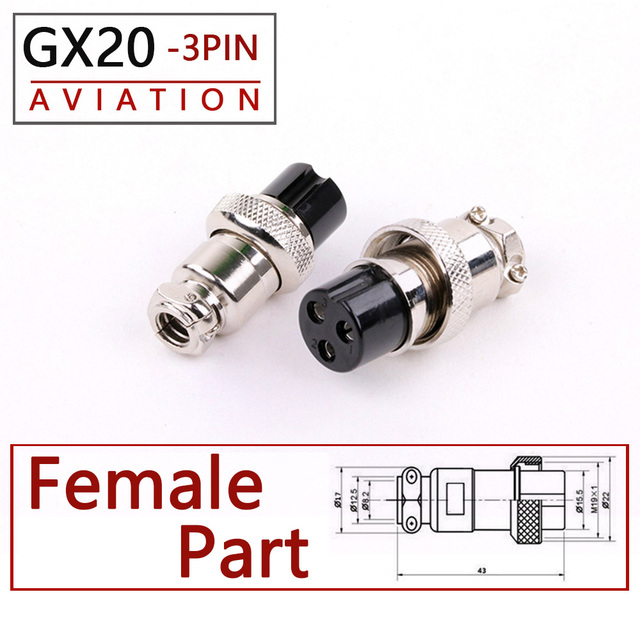 10pcs High Quality GX20 2/3/4/5/6/7/8/9/10/12/15 Pin Female 20mm Round Wire Flight Board Connector Socket Industrial Socket