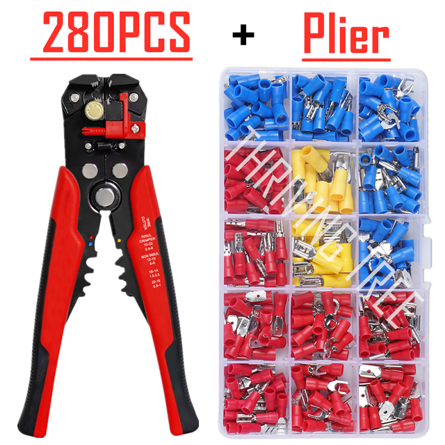 480/280pcs Insulated Cable Electrical Wire Connector Crimp Spade Butt Loop Fork Loop Lugs Rolled Terminals Assorted Kit Plier