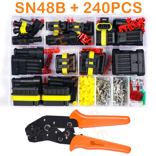 708/352/240pcs HID Connectors Waterproof 1/2/3/4Pin Car Electrical Wire Connector Plug Truck Harness Male Female Crimping Pliers