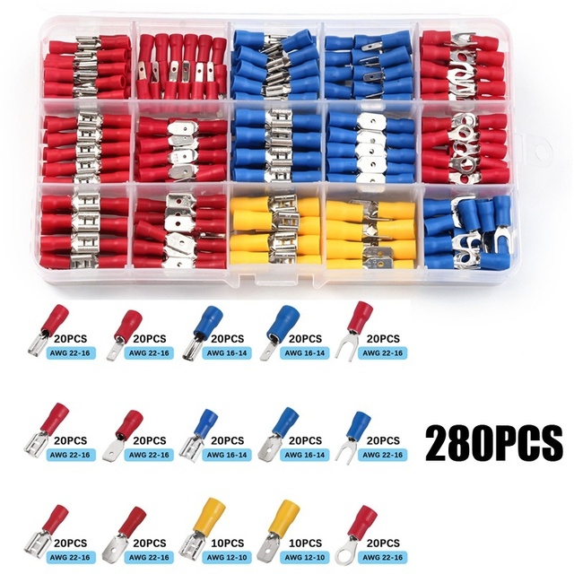 480/1200pcs assorted spade terminals insulated cable connector electrical wire assorted crimp butt loop thorn loop lugs plier