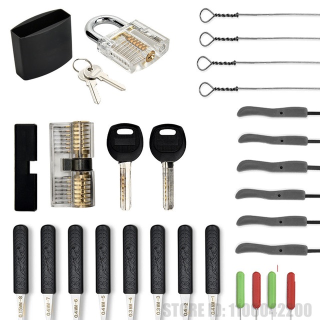 Supplier Locks Pick Tool Sets Transparent Visible Practice Lock Panels Kit With Broken Key Extractor Wrench Tool