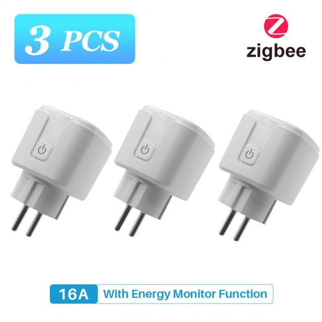 Tuya Zigbee Smart Plug 16A EU Socket with 110V 220V Power Monitoring Port Adapter APP Control Works with Alexa Google Home