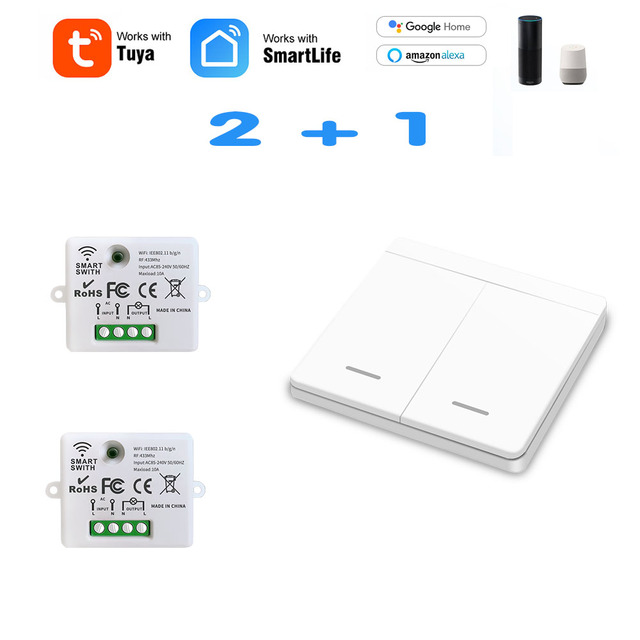 Mini Module WiFi Tuya Smart Light Switch Wall Panel Push Button Switch 433MHZ Wireless Electric Home Remote Control 220V 10A