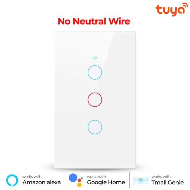 1/2/3 Gang Tuya WiFi Smart Touch Switch Smart Home Light Wireless Remote LED Light Wall Button for Alexa Google Home