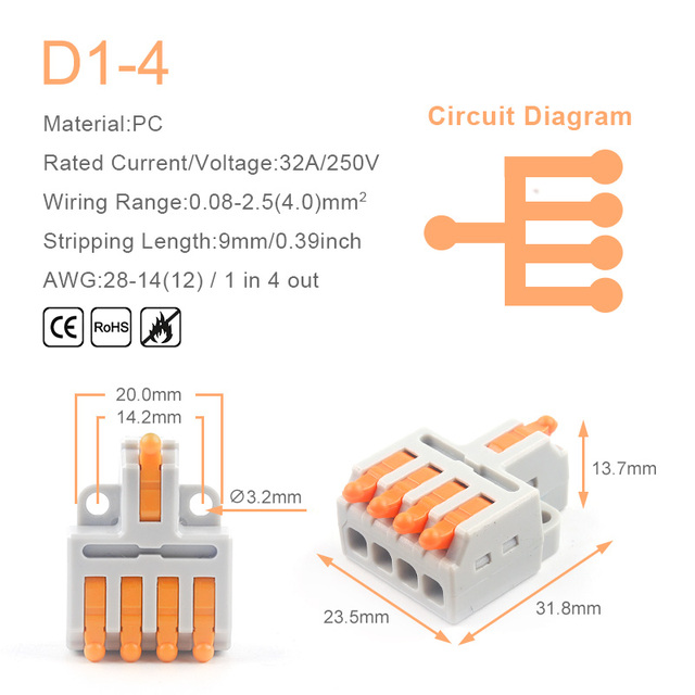 25/50/100pcs Quick Connector Compact Splitter Splicing Terminal Block M3 Screw Fixing Wire Connector for Connecting Electrical Cables