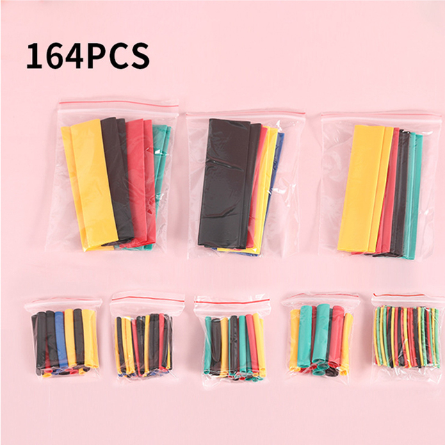 127/164pcs Heat Shrink Tubing Set Electric Shrink Tubing Wrap Wire Wrap Cable Waterproof Thermoresistant