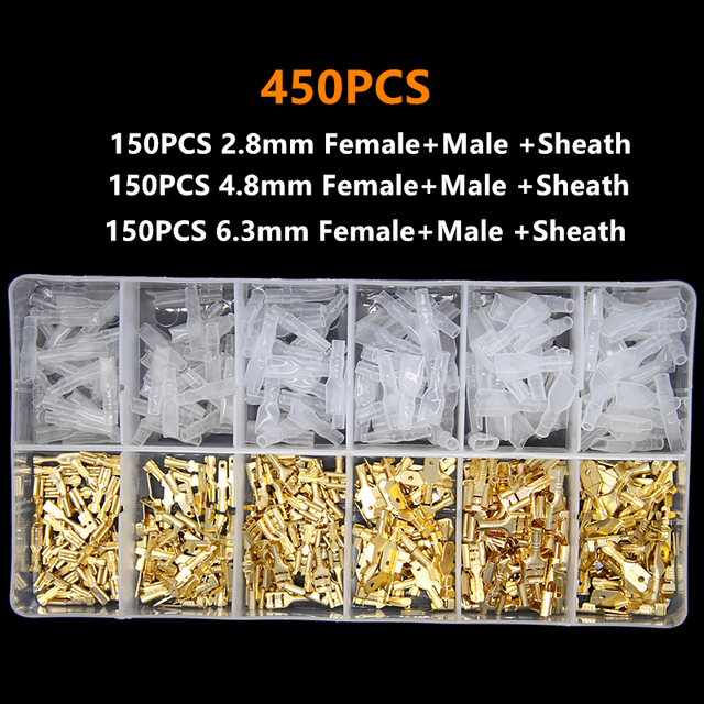 270/315/450/900pcs 2.8/4.8/6.3mm Crimp Terminals Insulated Seal Electrical Wire Connectors Crimp Terminal Connector Assortment