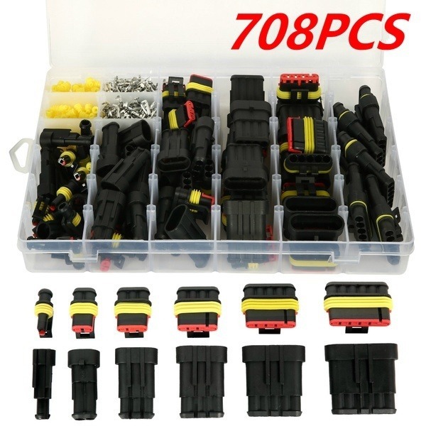 240/352/708pcs Waterproof 1/2/3/4/5/6 Pin Road Auto Car Sealed 12A IP68 Electrical Auto Plug Terminals Truck Wire Connector