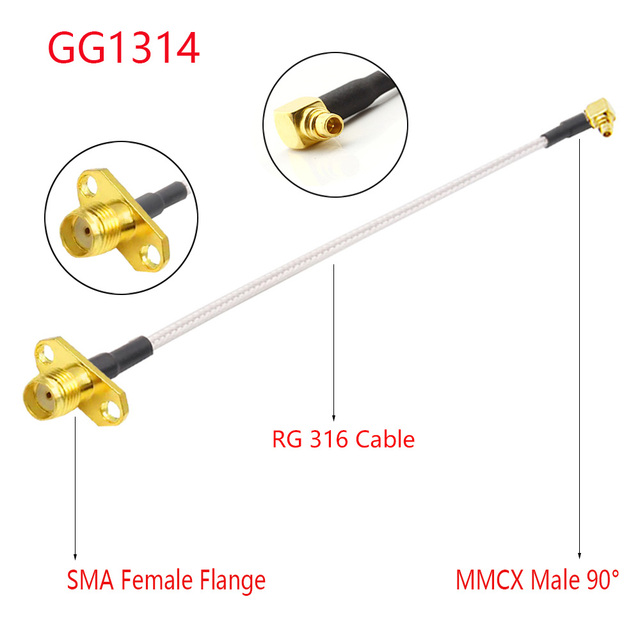 10pcs RG316 Coaxial Cable MMCX to SMA/RP-SMA Female Flange Panel Mount FPV Antenna Extension Cord for TBS Unite Pandark VTX