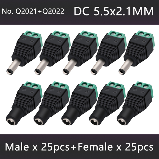 DC Male and Female Power DC Jack CCTV Video Balun 5.5*2.1mm DC Power Plug Terminals Connector Adapter