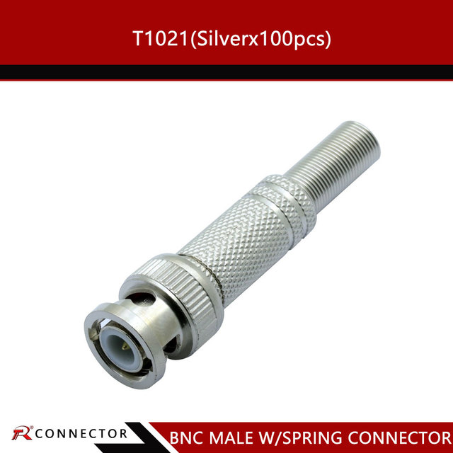 12/50/100pcs BNC Male Plug With Spring Connector Terminator RF Coax Adapter For CCTV