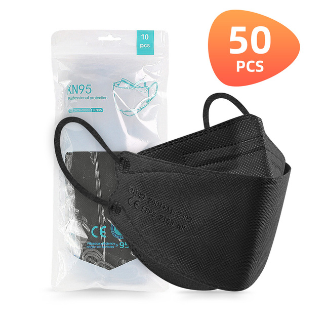 KN95 FFP2 Approved Adult Fish Mask 4 Layers Black Cloth Mask FPP2 Face Mask KN95 Respirator Mask ffp2mascarillas