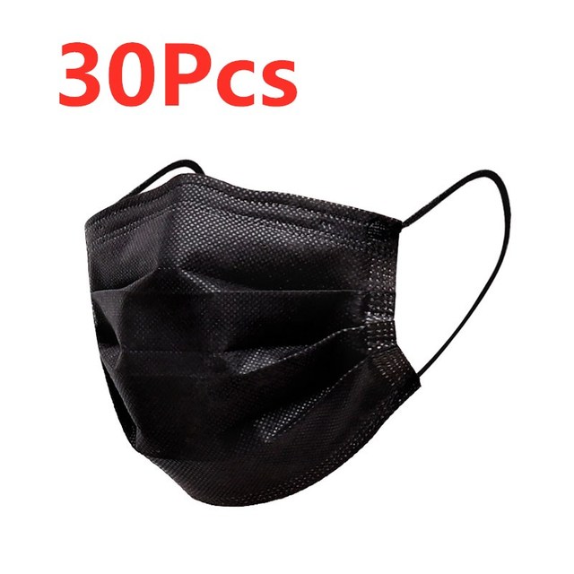 10-200pcs Adult Disposable Mask Black 3 Layer Non Woven Face Mask Shirogical Noir mascarillas negras trquejas homology adas