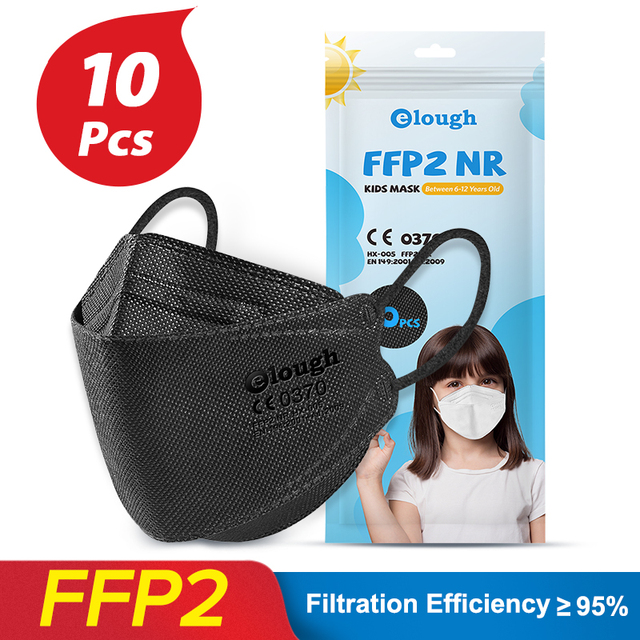 Kids Masks FFP2 Black KN95 Máscara Kids Mascarillas FPP2 niños quiurgicas homology adas FFP2 Mask Thickness Disposable Mask for Kids