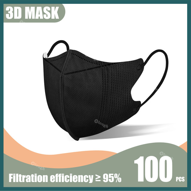 Disposable Protective Mask Morandi Black Masks 3D Adult 4 Ply 95% Filtration Mascarillas quiurgicas Homeopathic No Nose Bridge