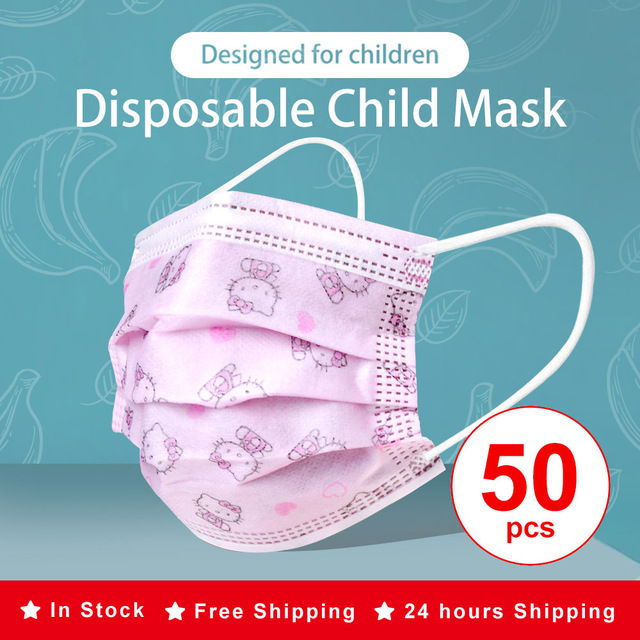 10-200pcs Mascarillas Niños Disposable Kids Mask Boy Girl Kitty Cat Car Animals Cartoon Children Face Mouth Masks Masque Enfant