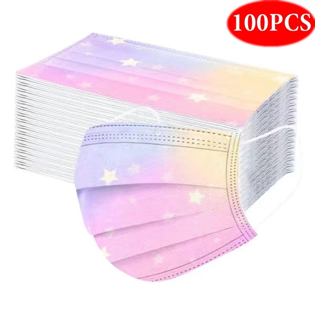 10-100pcs Adult Face Mask Fashion Colorful Printed Disposable Mouth Mask 3 Layer Anti-Dust Earpiece Protective mascarillas masque