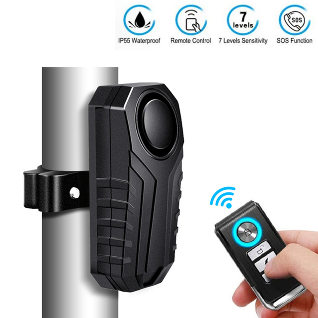 Awapow Anti-theft Bicycle Alarm 113dB Vibration Remote Control Waterproof Alarm With Fixed Clip Motorcycle Safety System