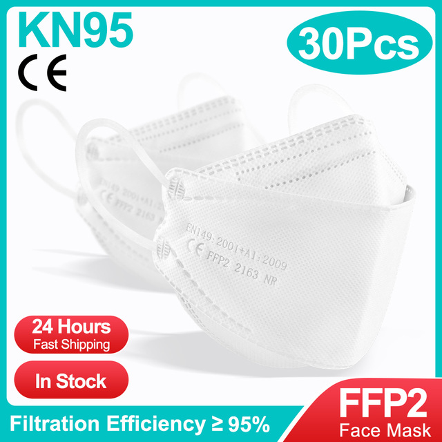 قناع أبيض FFP2 CE KN95 Mascarillas FPP2 معتمد قناع الوجه الوقائي للفم KN95 قناع التنفس ffp2masken маска