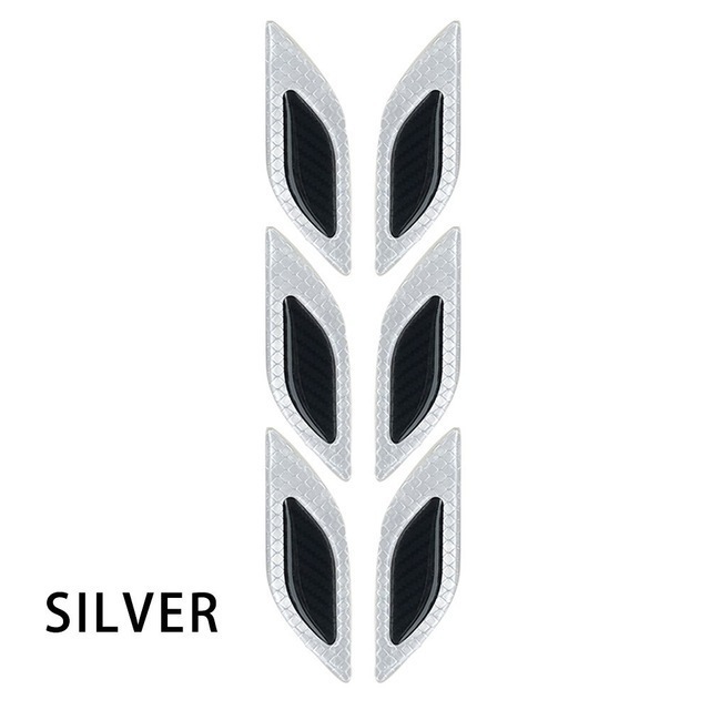 2pcs Carbon Fiber Warning Sticker Car Decoration Anti-collision Strip Fender Imitation Tuyere Reflective Sticker