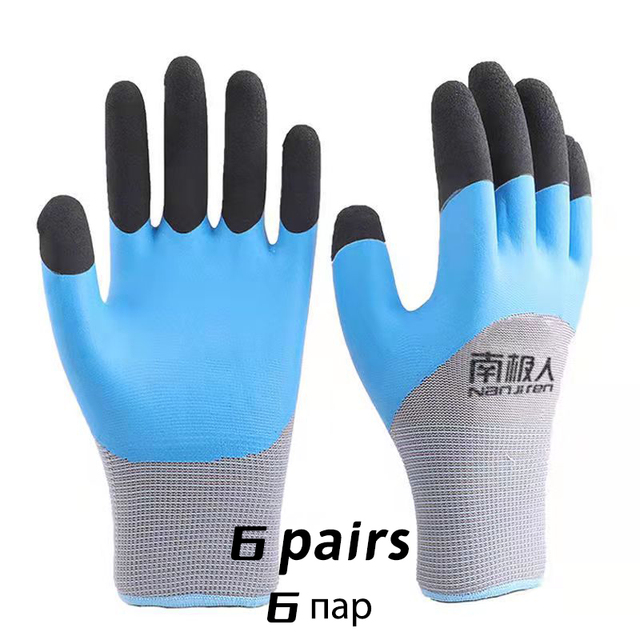 12 Pairs General Foam Water-Proof Latex Rubber Work Gloves Coated, Abrasion, Grip And Knitted Quality, Anti-Slip Palm