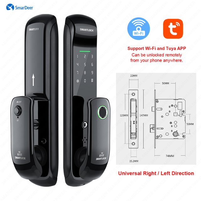 Smart Smart Lock With Wifi Fingerprint Lock Support Fingerprint/Password/RFID Card/Key/TTlock Bluetooth/Tuya Wifi Unlock