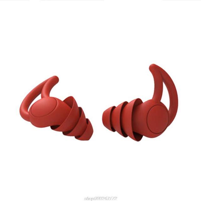 1 Pair Soft Silicone Ear Plugs Tapered Noise Reduction Sleep Earplugs Sound Insulation Ear Protector 2/3 Layers J03 21 Dropship