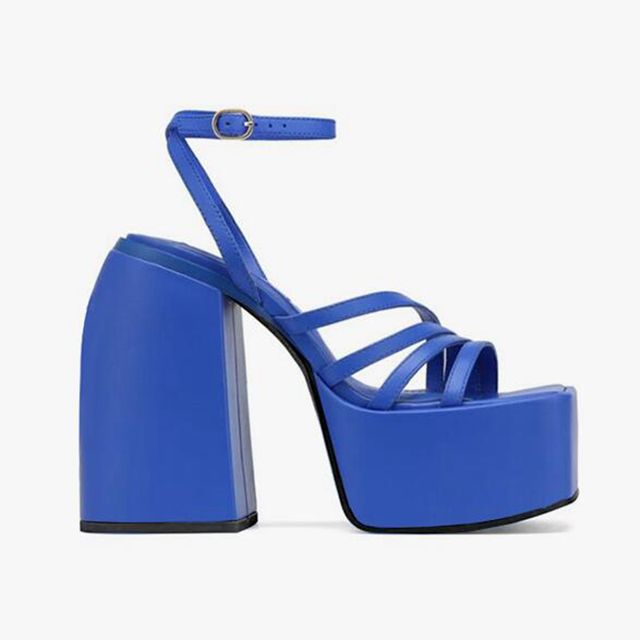 2022 New High Heels Women Sandals Thick Platform Slippers Female Buckle Ankle Strap Dress Office Ladies Wedding Mules Big 43