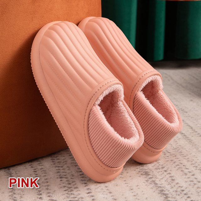 Hot Waterproof Non-slip Home Slippers Men Winter Warm Women Indoor Non-slip Ladies Soft Slippers Memory Foam Couples Shoes