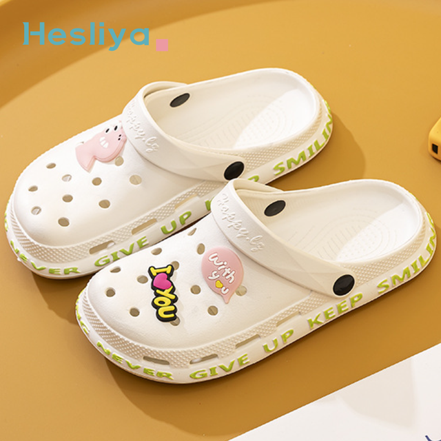 Summer Slippers Women Leisure Hole Shoes Indoor Outdoor Baotou Slippers Breathable Non-slip Garden Beach Shoes Fashion Shoes