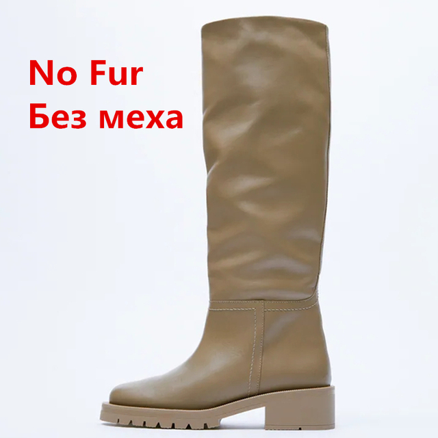 FEDONAS 2022 Za Ins Hot Women Full Cow Leather Knee High Heel Boots Motorcycle Warm Boots Punk Long Boots Woman Big Size Boots