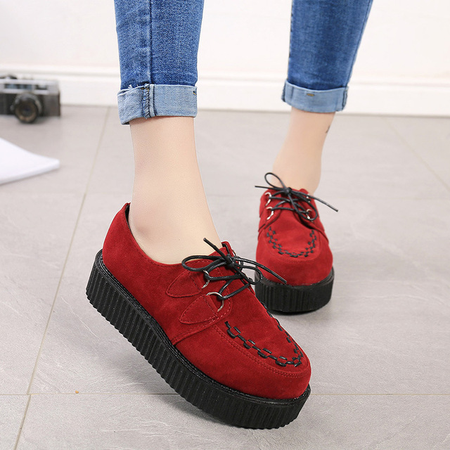 Creepers Casual Shoes Woman Plus Size Sneakers Women Shoes Ladies Platform Shoes 2022 Lace-up Women Flats Female Shoes Loafers