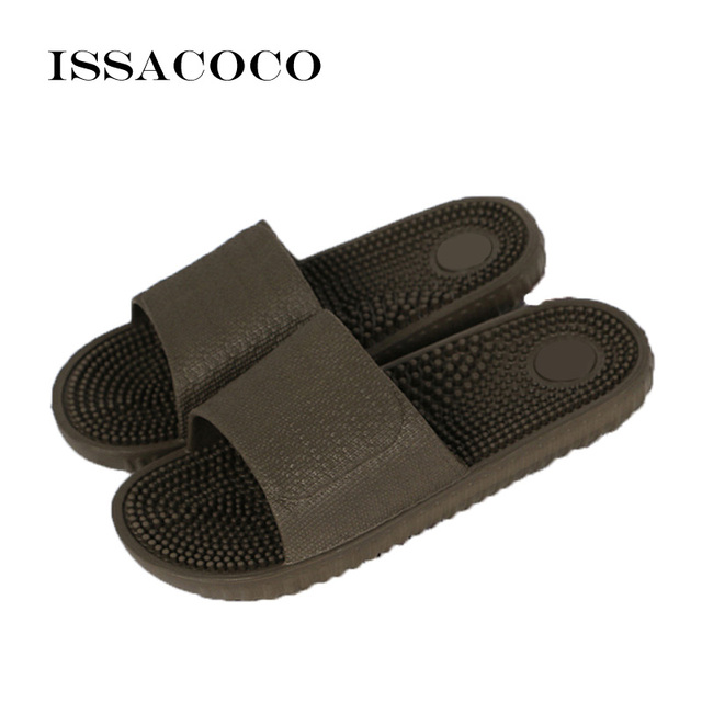 ISSACOCO Men Flat Indoor Massage Slippers Men Home Non-slip Massage Slippers Zapatos Hombre Beach Flip Flops Men Slides