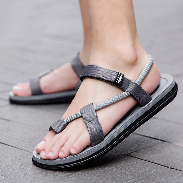 Men Sandals Summer Beach Outdoor Slippers Personality Indoor Couple Casual Shoes Black Velcro Non-slip Men Flip Flop Pantuflas