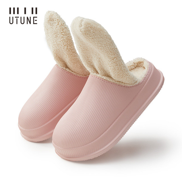 UTUNE EVA Slippers Women Winter Waterproof Shoes Warm Thick Sole Indoor Slippers Women House Shoes Anti-Slip Platform Shoes