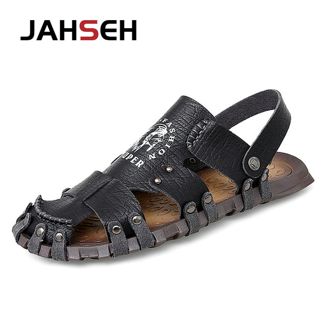 Summer Men Casual Sandals Outdoor Brand Slippers Genuine Leather Beach Shoes for Men Designer Mens Roman Sandals Zapatos Hombre