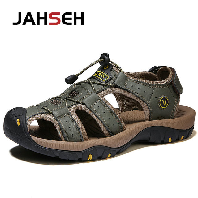 Size 38~48 New Sandals Genuine Leather Gladiator Sandals Brand Outdoor Beach Shoes For Men Summer Leather Casual Shoes Sneakers