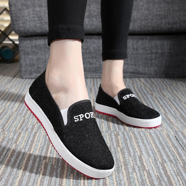 JERSEY-Women's Canvas Flats Canvas Shoes Comfortable Round Toe No Lace-up Plus Size 35-40 Casual Date F950 Spring Autumn