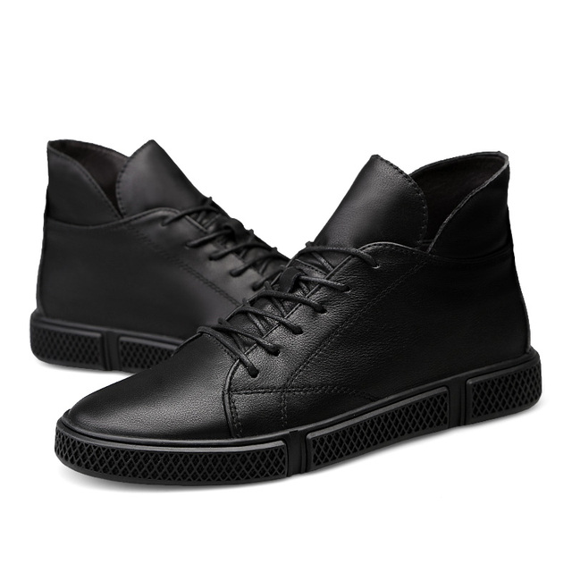 Men's Genuine Leather Casual Shoes Fashion Designers Flats Black Sneaker High Quality Minimalist Shoes For Men Vulcanized Shoes