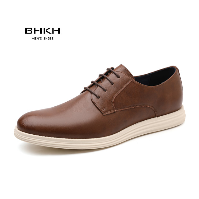 BHKH 2022 leather men casual shoes smart business office work lace-up light dress men shoes