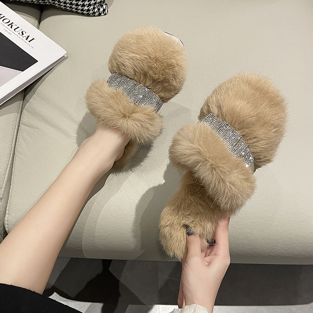 Cute indoor slippers baotou cotton slippers women's shoes