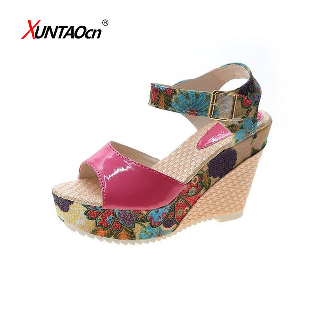 Women Sandals Summer Platform Wedges Casual Shoes Floral Ladies Super High Heels Open Toe Women Slippers Sandalias Zapatos Mujer